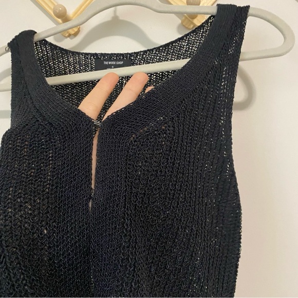 NWT The Workshop Black Knit Semi Sheer Vest Tank small - Picture 3 of 6